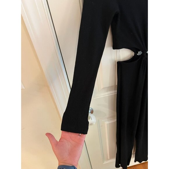 LNA Banx Cutout Black Ribbed Long Sleeve Straight Leg Jumpsuit Sz Small NWT - Picture 4 of 6
